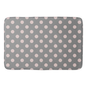 Grey & Blush Pink Polka Dots Dot Modern Bath Mat