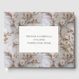 Grey Blush Roses Floral Wedding Guest Book