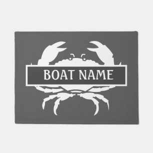 Grey Boat Name Crab Dock Mat