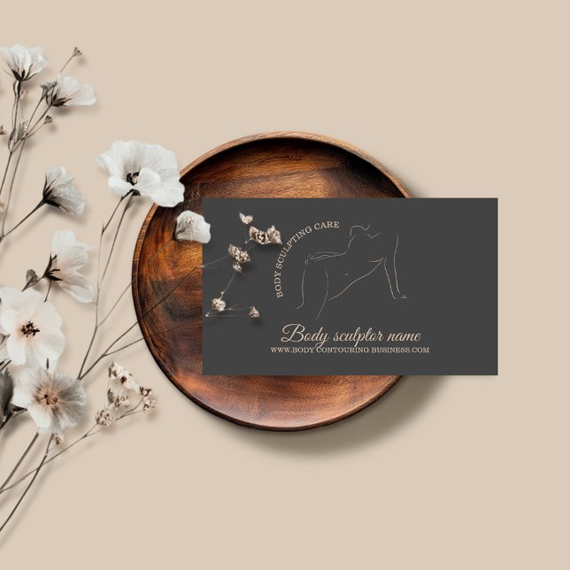 Grey Body sculpting contouring spa tan woman care Business Card (Creator Uploaded)