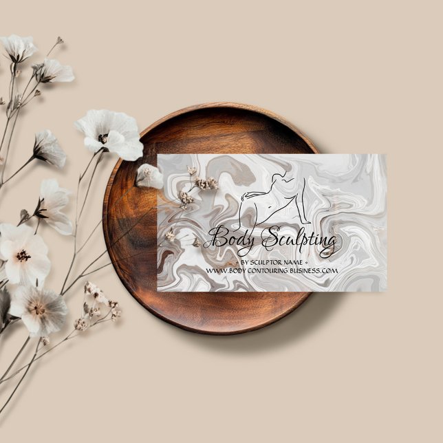 Grey Body sculpting contouring spa woman Business Card (Creator Uploaded)