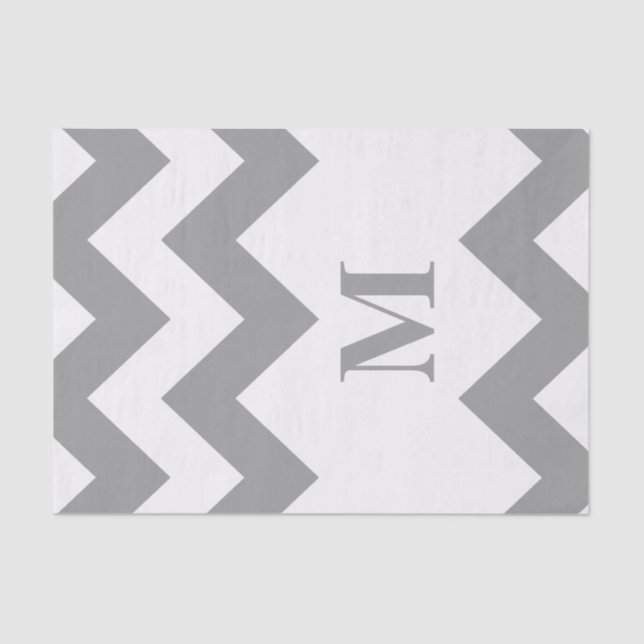 Grey Bold Chevron with monogram Tissue Paper (Front)