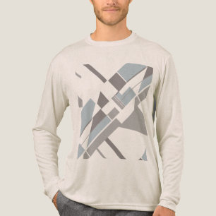 Grey Bold Geometric Diagonal Crisscross MCM Look Tri-Blend Shirt