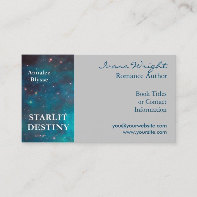 Grey Book Cover Author Business Card (Front)