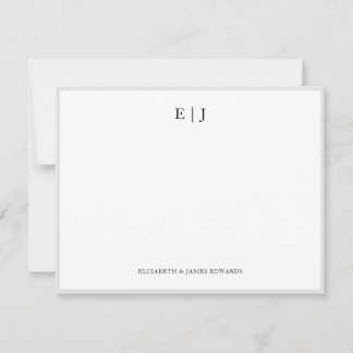 Grey Border Couple Monogram Initials Personalised Card