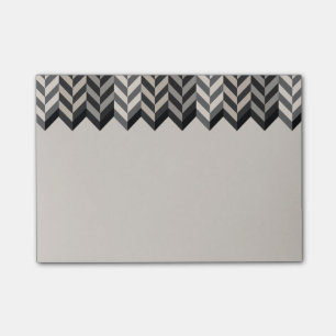 Grey Bordered Herringbone Stripes Pattern Post-it Notes
