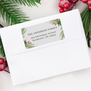 Grey Botanical Christmas Address Label