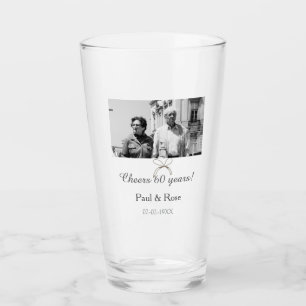 Grey bow cheers to 60 years anniversary wedding  glass