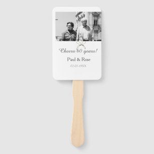 Grey bow cheers to 60 years anniversary wedding hand fan