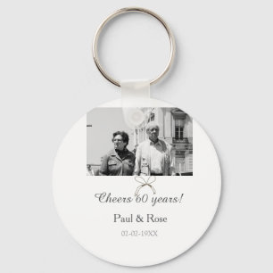 Grey bow cheers to 60 years anniversary wedding key ring