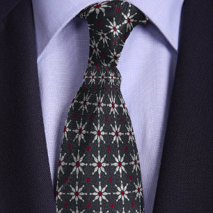 Grey Bowling Pin Flower Pattern Tie