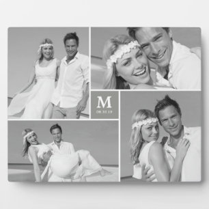 Grey Box Timeless Monogram Wedding Photo Easel Plaque