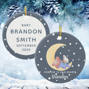 Grey Boy Angel Wings Baby Loss Memorial Christmas Ceramic Tree Decoration