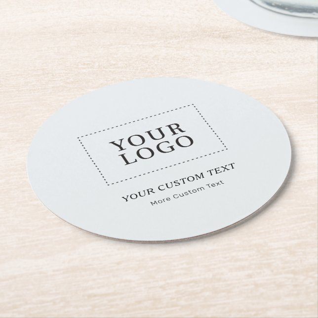 Grey Branded Custom Business Logo Promotional Round Paper Coaster (Angled)