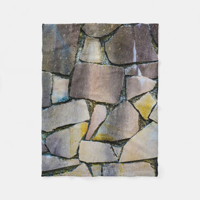 Grey brick wall fleece blanket (Front)