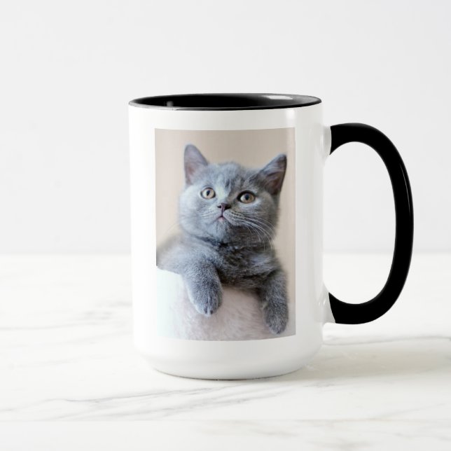 Grey British Shorthair Cat Mug (Right)