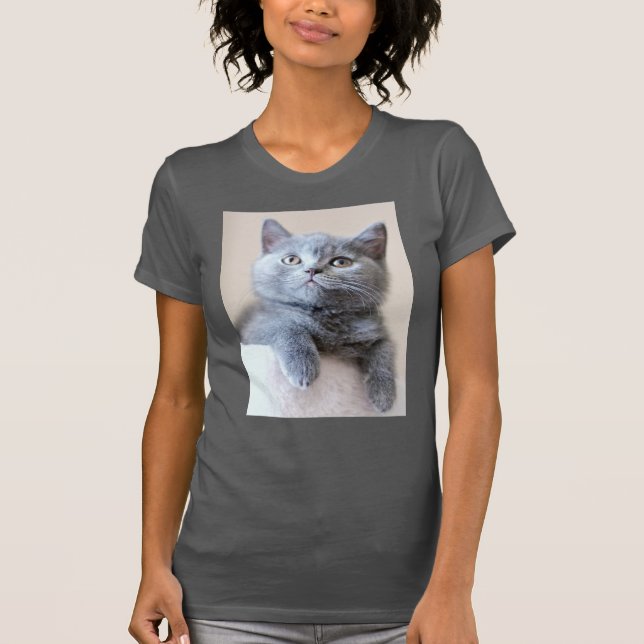 Grey British Shorthair Cat T-Shirt (Front)