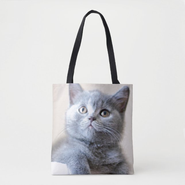 Grey British Shorthair Cat Tote Bag (Front)