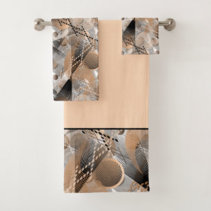 Grey, brown abstraction. bath towel set