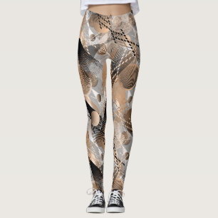 Grey, brown abstraction. leggings