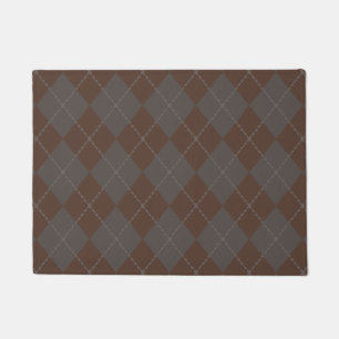 Grey Brown Argyle Doormat Rug Gift