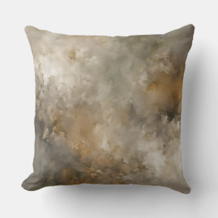 Grey Brown Beige Abstract Mottled Print Cushion