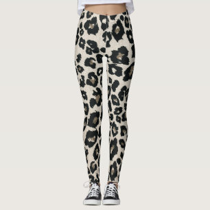 Grey Brown Black Leopard Animal Print Leggings