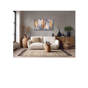 Grey Brown Feathers Watercolor Canvas Print