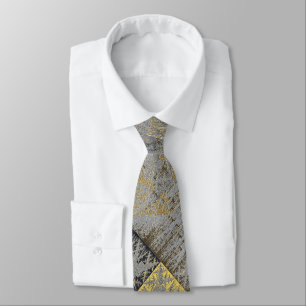 Grey brown gold  marble abstract art  neck tie