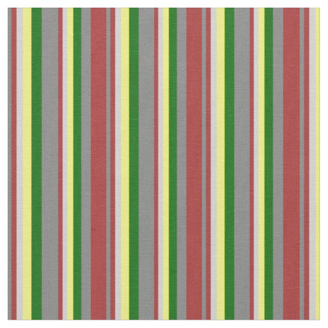 Grey, Brown, Light Grey, Yellow, and Dark Green Fabric (Close Up)