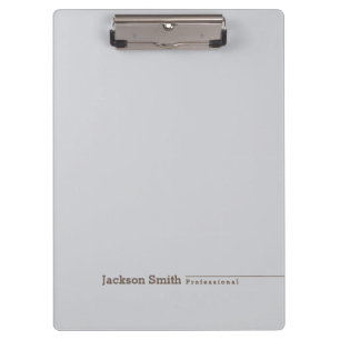 Grey brown modern minimalist personalised name clipboard