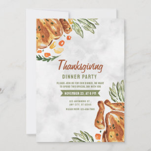 Grey Brown Turkey Thanksgiving dinner party Invitation