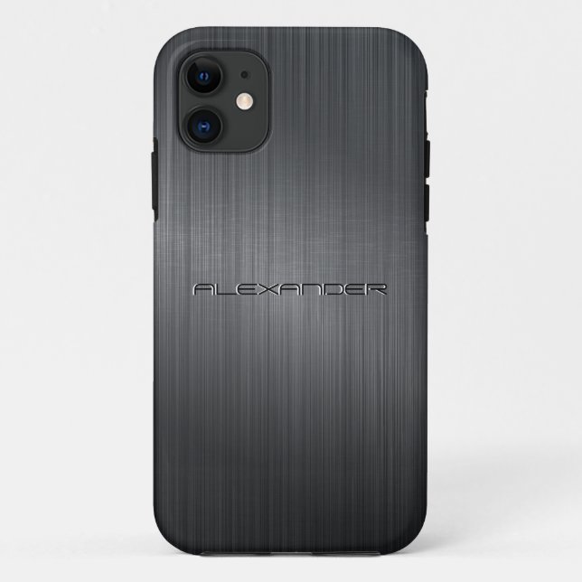 Grey Brushed Aluminium Metal Print Case-Mate iPhone Case (Back)