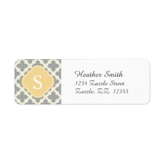 Grey & Buff Modern Moroccan Quatrefoil Monogram