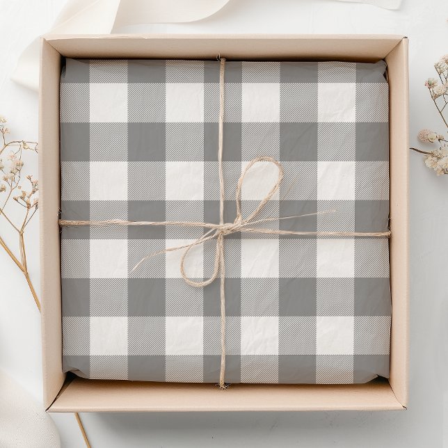Grey Buffalo Check Plaid Rustic Farmhouse Tissue Paper (Creator Uploaded)