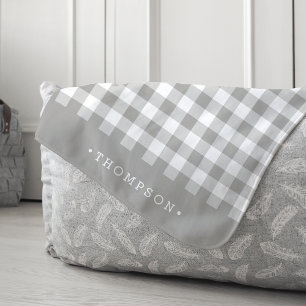 Grey Buffalo Plaid Personalised Sherpa Blanket