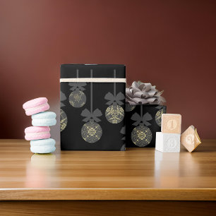 Grey Bulb Ornaments Christmas Wrapping Paper