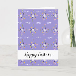 Grey Bunnies, Carrots, and Flowers Pattern Holiday Card
