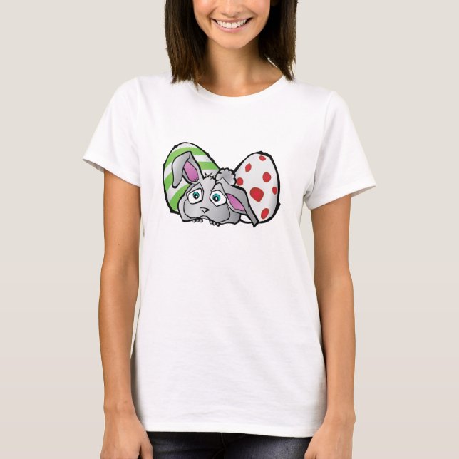 Grey Bunny with Easter Eggs T-Shirt (Front)