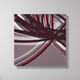 Grey & Burgundy Abstract Ribbons   Shadows & Light Canvas Print