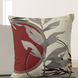 Grey Burgundy & Cream Artistic Watercolor Leaves Cushion<br><div class="desc">Modern throw pillow features an artistic abstract design in a cream, burgundy and grey colour palette. An artistic abstract design features a watercolor leaf and a geometric circle composition with shades of burgundy and grey with black and gold accents on a creamy ivory background. This abstract composition is built on...</div>