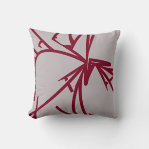 Grey & Burgundy Modern Elegant Abstract Bamboo Cushion