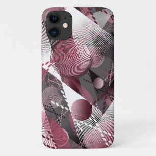 Grey, Burgundy, white abstract pattern. Case-Mate iPhone Case