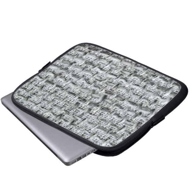 Grey Burlap Laptop Sleeve (Front Bottom)