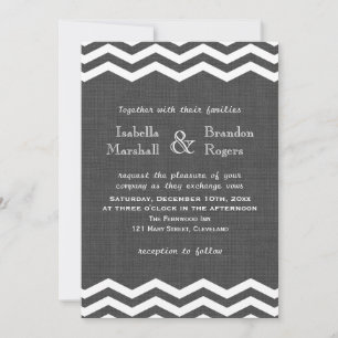 Grey Burlap Wedding Invitation