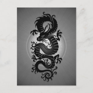 Grey Burst Chinese Dragon Postcard