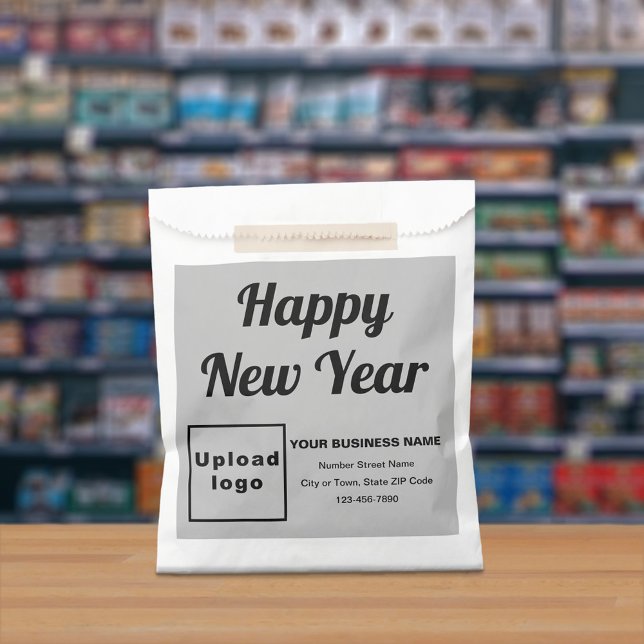Grey Business Brand, New Year Paper Bag (Gray business brand with New Year greeting on paper bag)