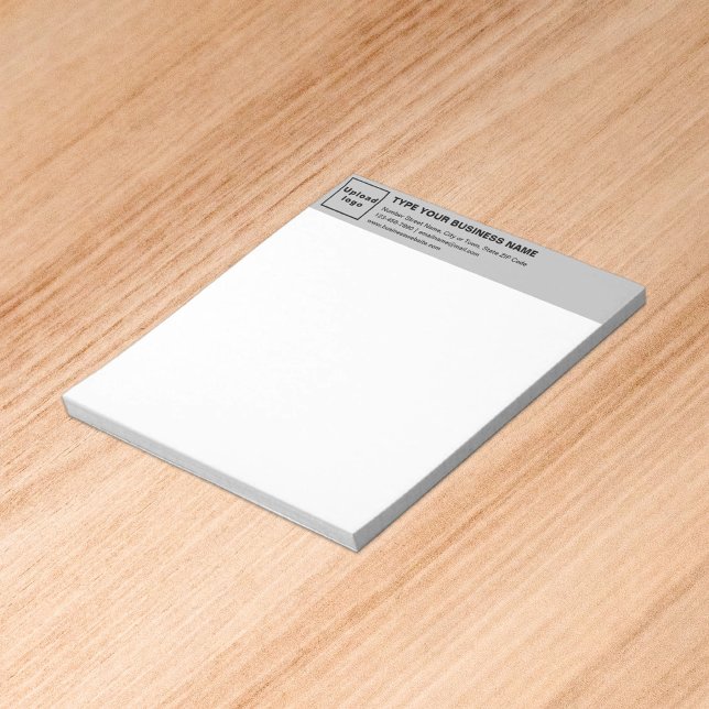 Grey Business Brand on Heading of Small Notepad (Build brand name awareness. Your business brand on gray heading of small notepad.)