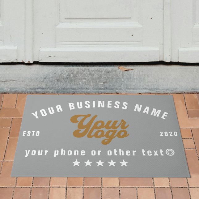 Grey Business logo Company name Branded Doormat (Creator Uploaded)