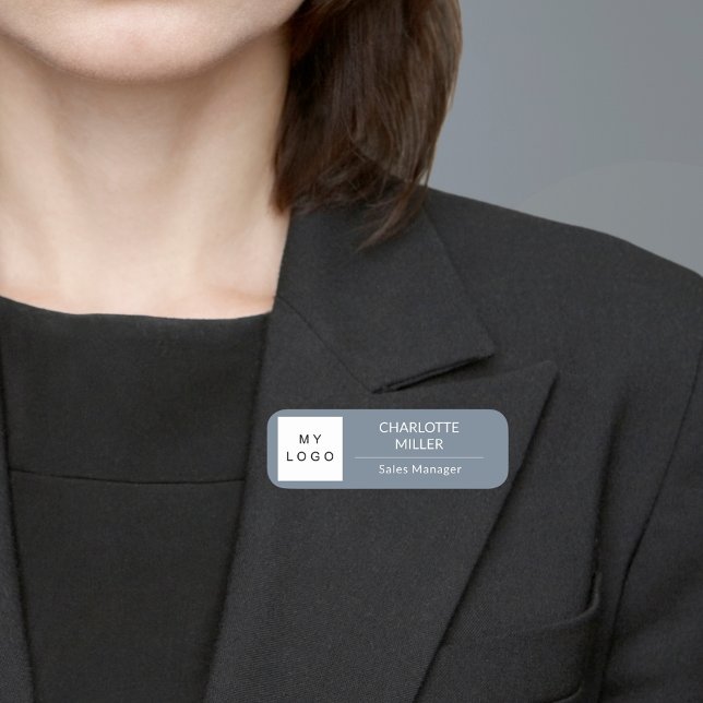 Grey business logo employee modern name tag (Creator Uploaded)